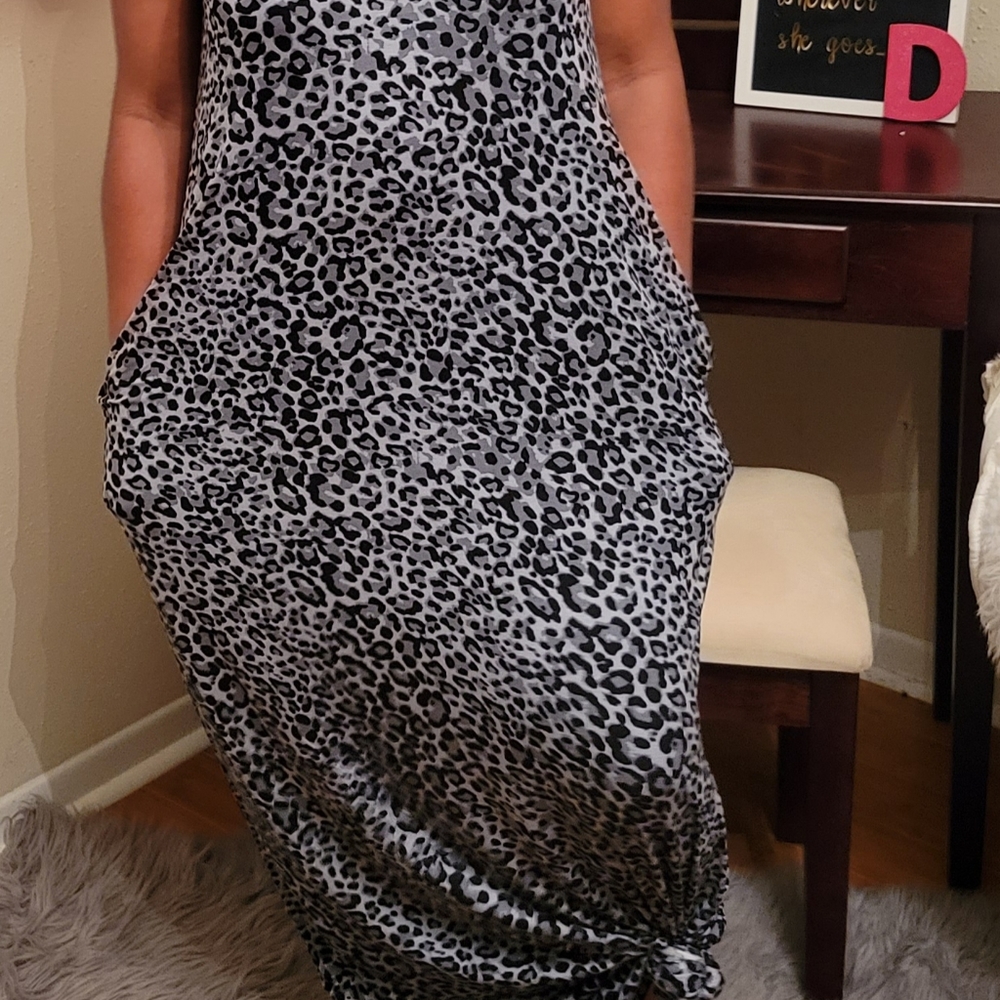 Gray cheetah print Maxi dress
